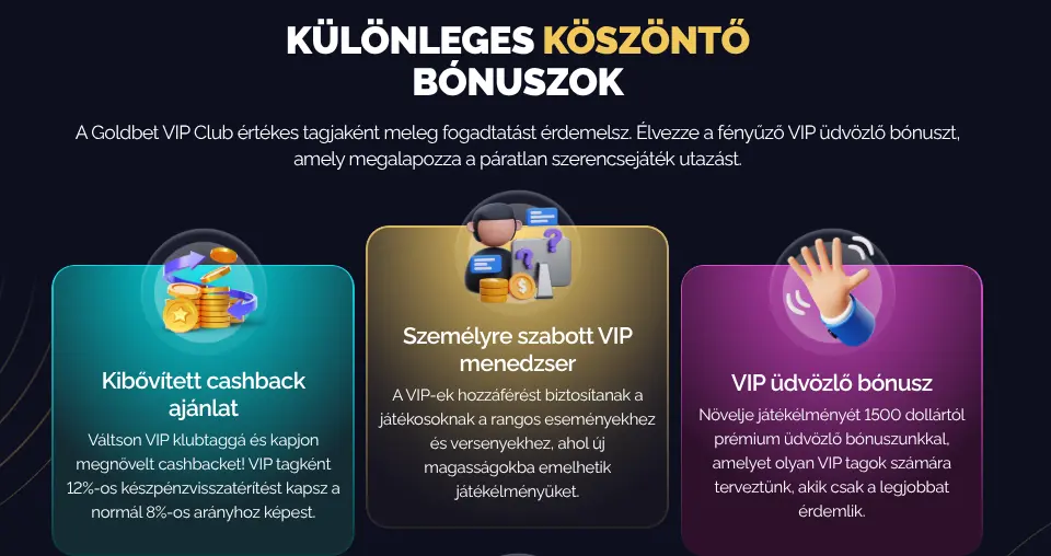 Goldbet VIP-program — a ranglétra négy fő kategóriával